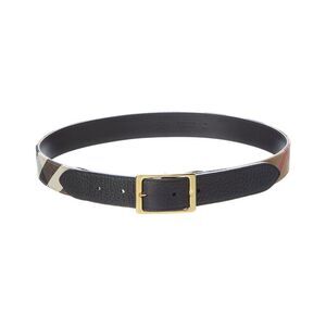 Burberry Check Canvas & Leather Belt, Black
